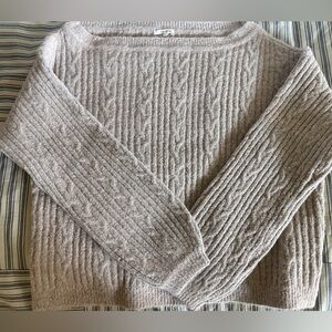 Tularosa Boatneck Cable Knit Sweater in Taupe